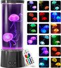 FBSPORT Jellyfish Lamp, Jellyfish Night Aquarium Tank Night Light 17 Color Changing with Remote Control for Kids Adults Home Office Decor Table Lamp Gifts for Christmas(Black, 12 inch)