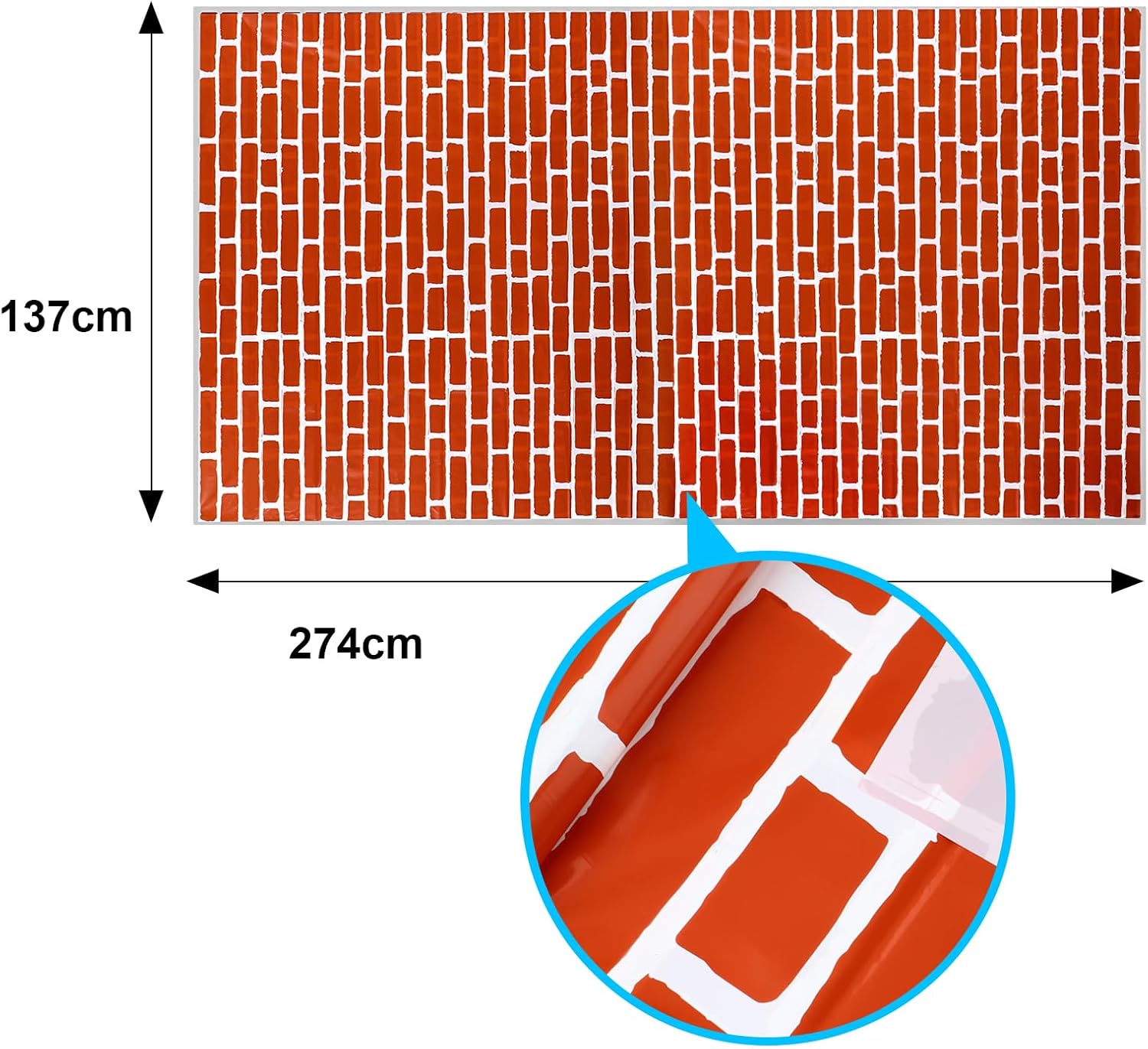 Chuangdi 8 Pcs 4.5 x 9 Feet Brick Wall Backdrop Tablecloth Christmas Stone Wallpaper Removable Wall Scene Setter Background for Medieval Castle Winter Holiday Party Decoration(Red Brick)