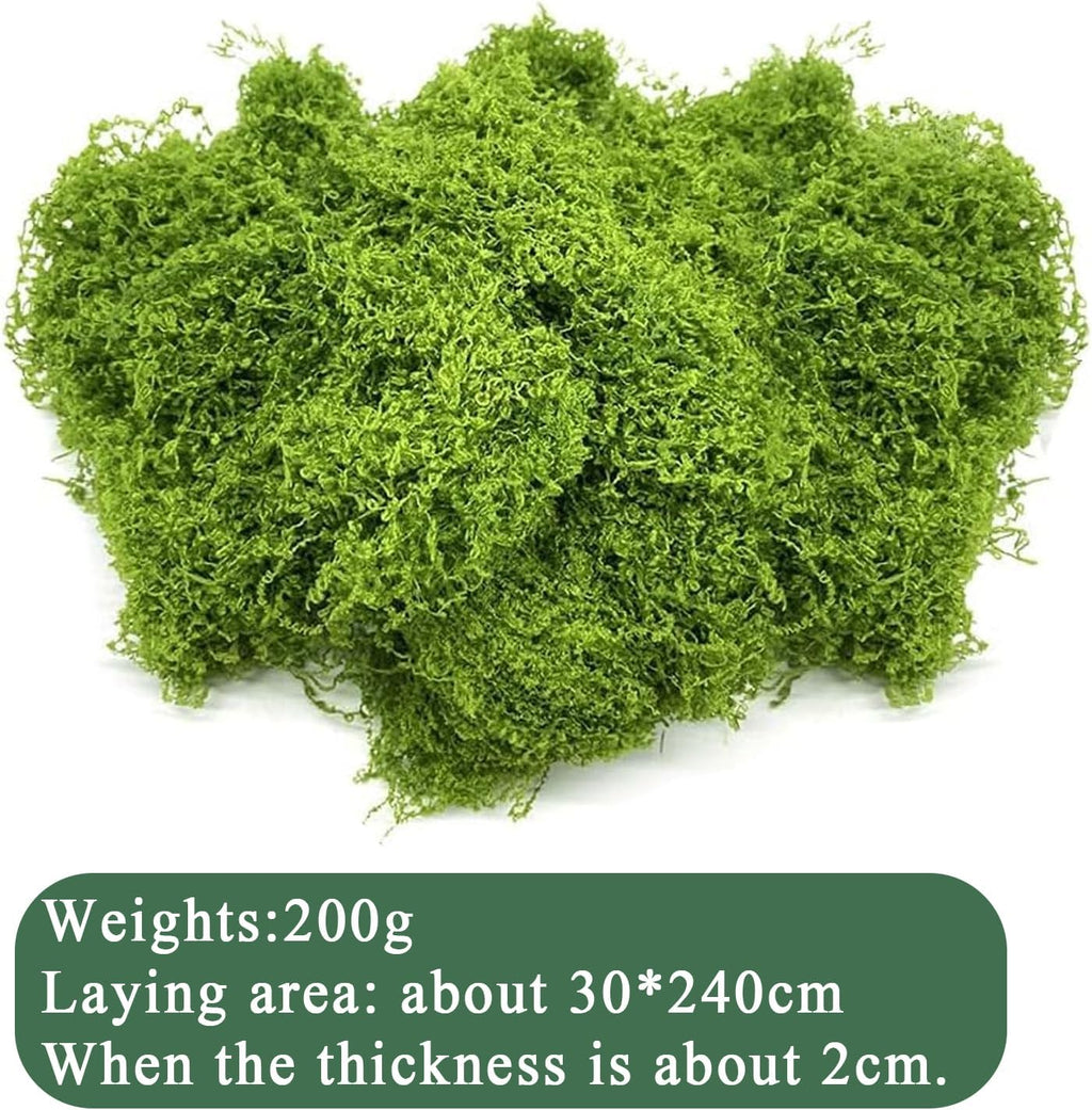 7.05 OZ Fake Moss for Potted Plants, Artificial Green Moss Decor for DIY Table Centerpieces, Gardening, Floral Wedding Decoration, Preserved Mos for Crafts (200g)