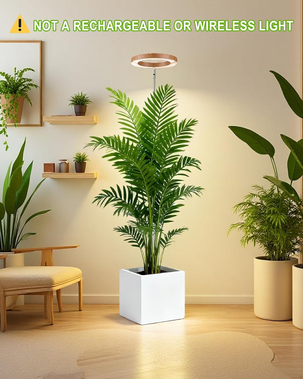 yadoker Plant Grow Light,LED Growing Light Full Spectrum for Indoor Plants,Aluminum Cherry Wood Grain Plant Lights,Height Adjustable, Automatic Timer, 5V Low Safe Voltage