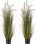 VEVOR Artificial Grass Plant, 2 Pack 47 inch Horsetail Reed Grass in Pot, Premium PVC Faux Fake Greenery Shrubs Plant for Indoor Outdoor House Home Garden Office Room Décor, Housewarming, Green