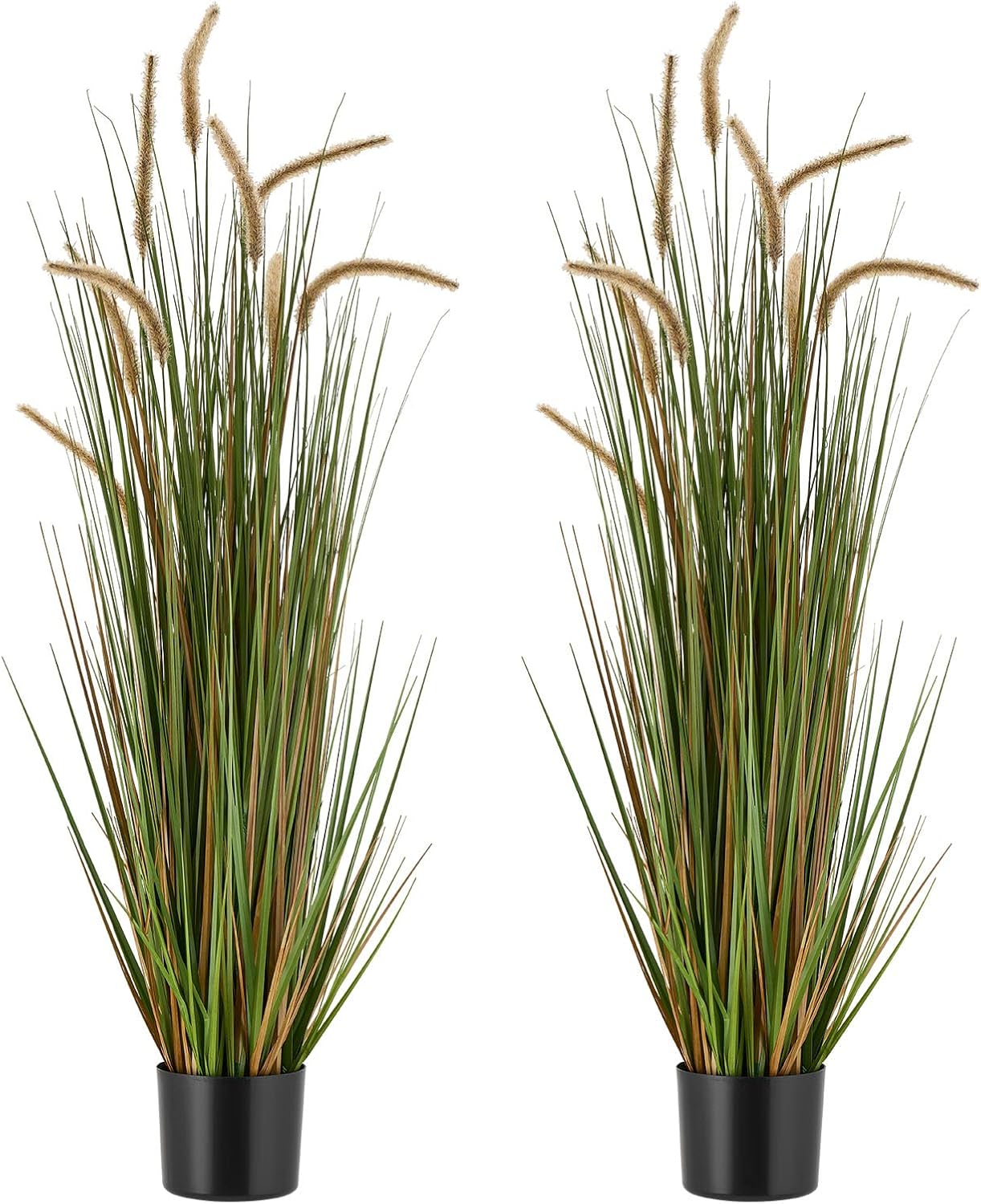 VEVOR Artificial Grass Plant, 2 Pack 47 inch Horsetail Reed Grass in Pot, Premium PVC Faux Fake Greenery Shrubs Plant for Indoor Outdoor House Home Garden Office Room Décor, Housewarming, Green