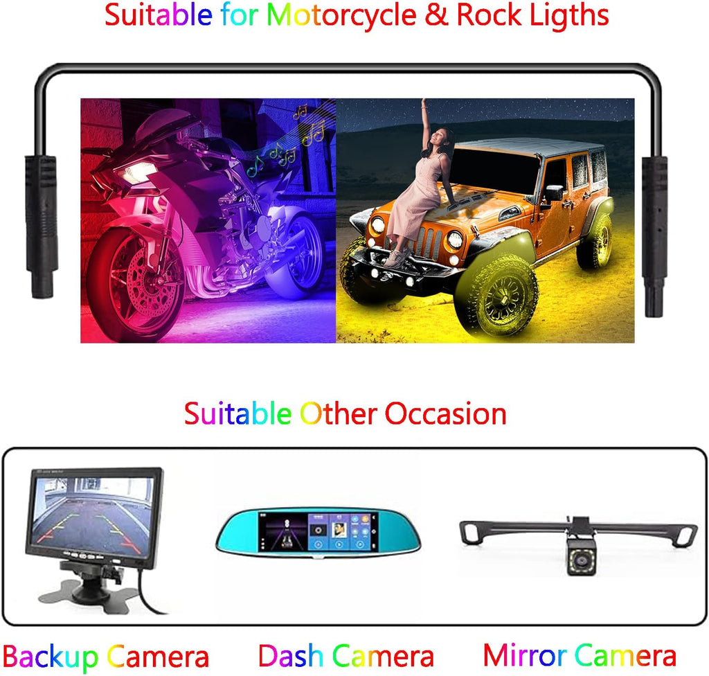 4 PCS Rock Light Extension Wire,4 Pin LED Extension Cable,Neon Accent Kits RGB LED Light Extension Cable for Trucks Motorcycle Car ATV Strip Rock Lights