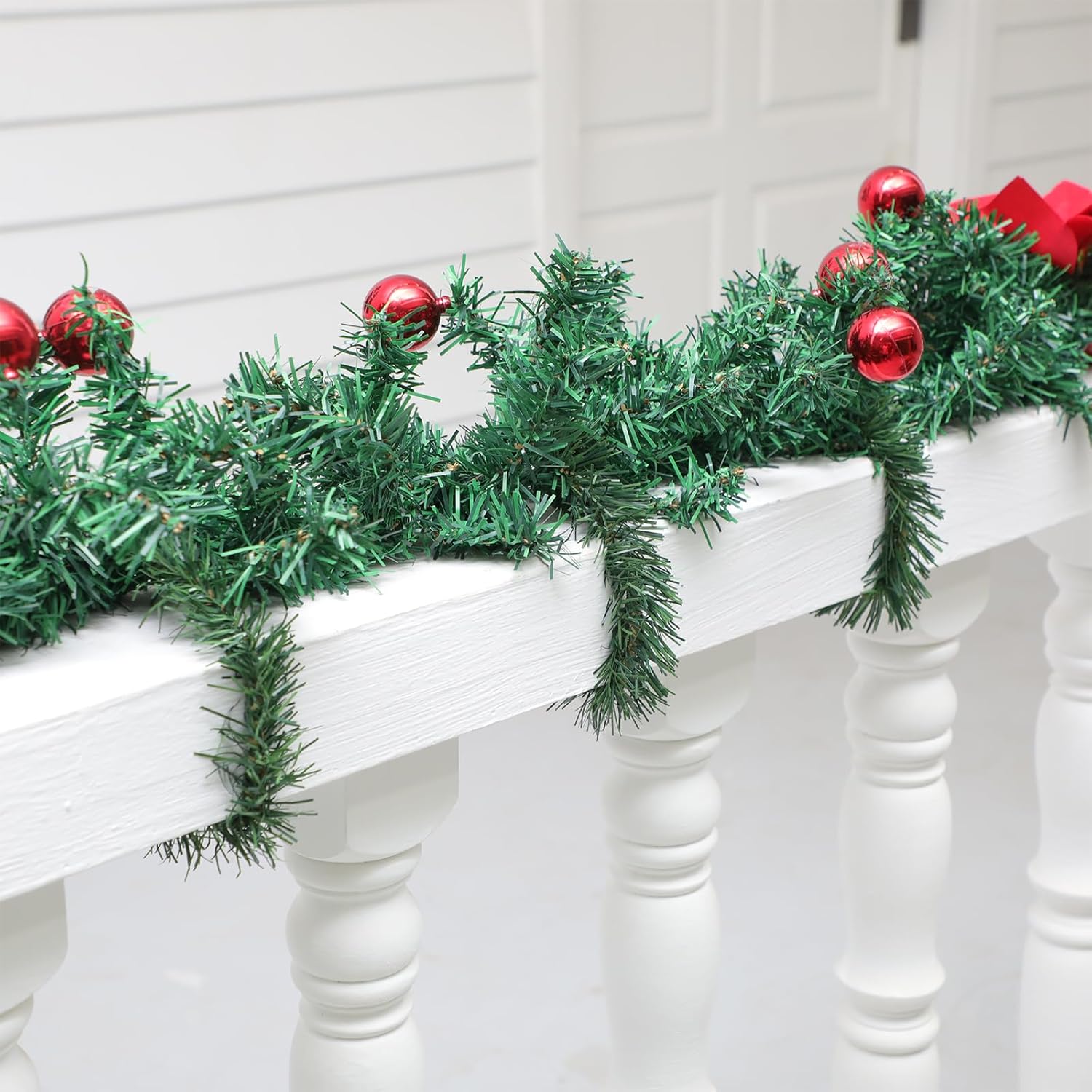 Zhengmy 30 Pcs 14 20 25 Inch Christmas Garland Ties Artificial Pine Needles Flexible Pine Stems Twist Wired Tree Branches for Christmas Stairs Railing Banister DIY Craft Gift Wrapping