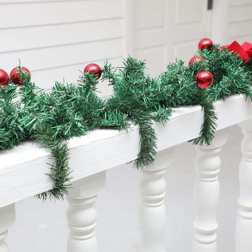 Zhengmy 15 Pcs 20 Inch Christmas Garland Ties Artificial Pine Needles Flexible Pine Stems Twist Wired Tree Branches for Christmas Stairs Railing Banister DIY Craft Gift Wrapping