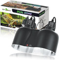 REPTI ZOO Dual Reptile Light Fixture, Max 150W Nano Dual Dome Heat Lamp Fixture with Independent Switches Reptile Tank Accessories UVB Light Fixture (Bulb Not Included)