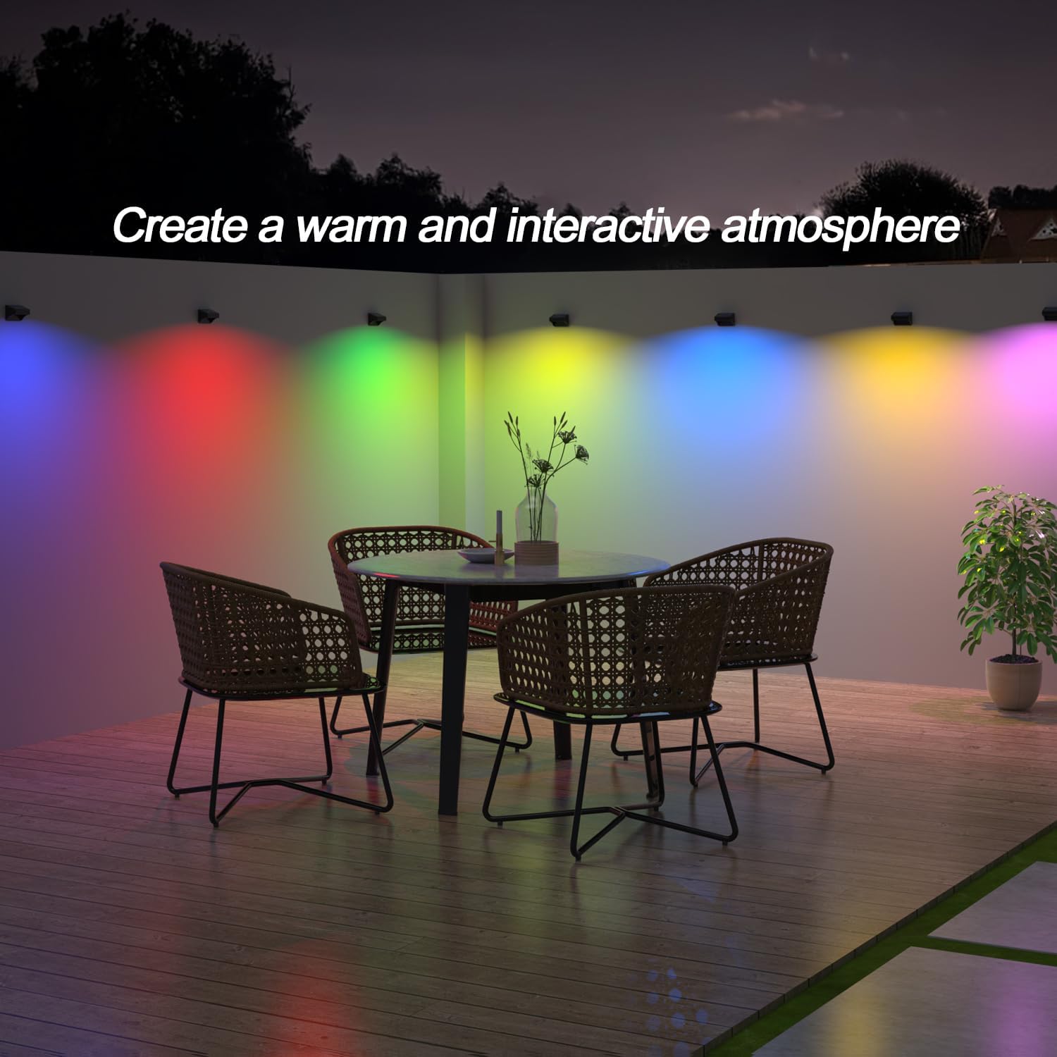 Solar Fence Lights Outdoor,Fence Solar Lights Outdoor Waterproof Led IP65 with10 Fixed Colors ＆ RGB Color Changing for Wall Backyard Step Railing Patio Pool Porchaily&Holiday Decorations (8)