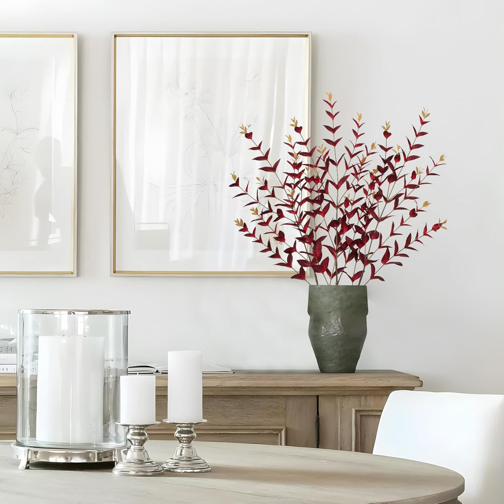 Briful 3PCS Artificial Fall Stems – 36.2" Long Stem Burgundy Leaf Branches, Autumn Foliage Branch for Fall Vase Filler, Thanksgiving Centerpiece, Harvest & Farmhouse, Christmas Decoration