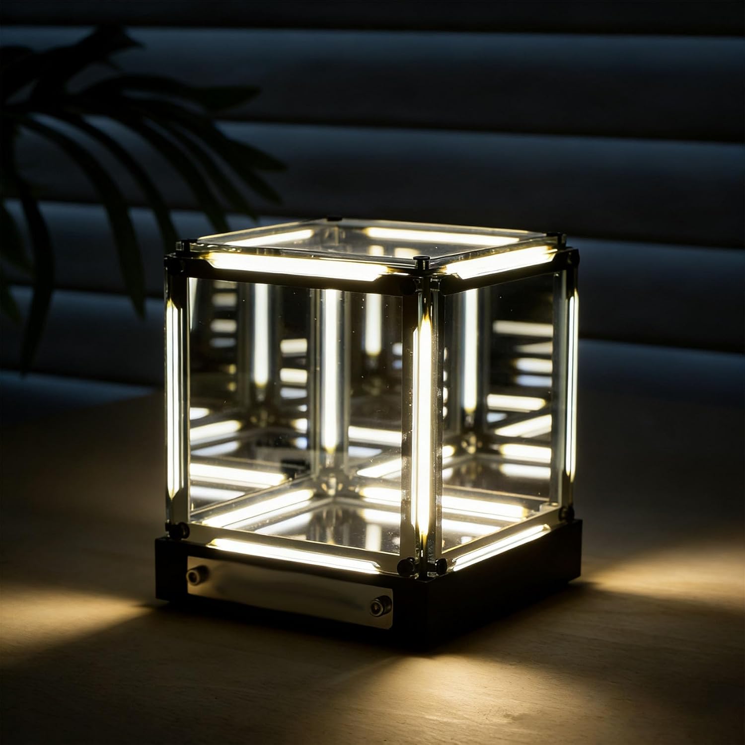 Infinite Space Abyss Lamp, Creative 4D Infinite Space Abyss Night Light with Touch Dimming, Rechargeable LED Hyper Cube Night Light for Gaming Setup Futuristic Room Décor (White,Stepless dimming)