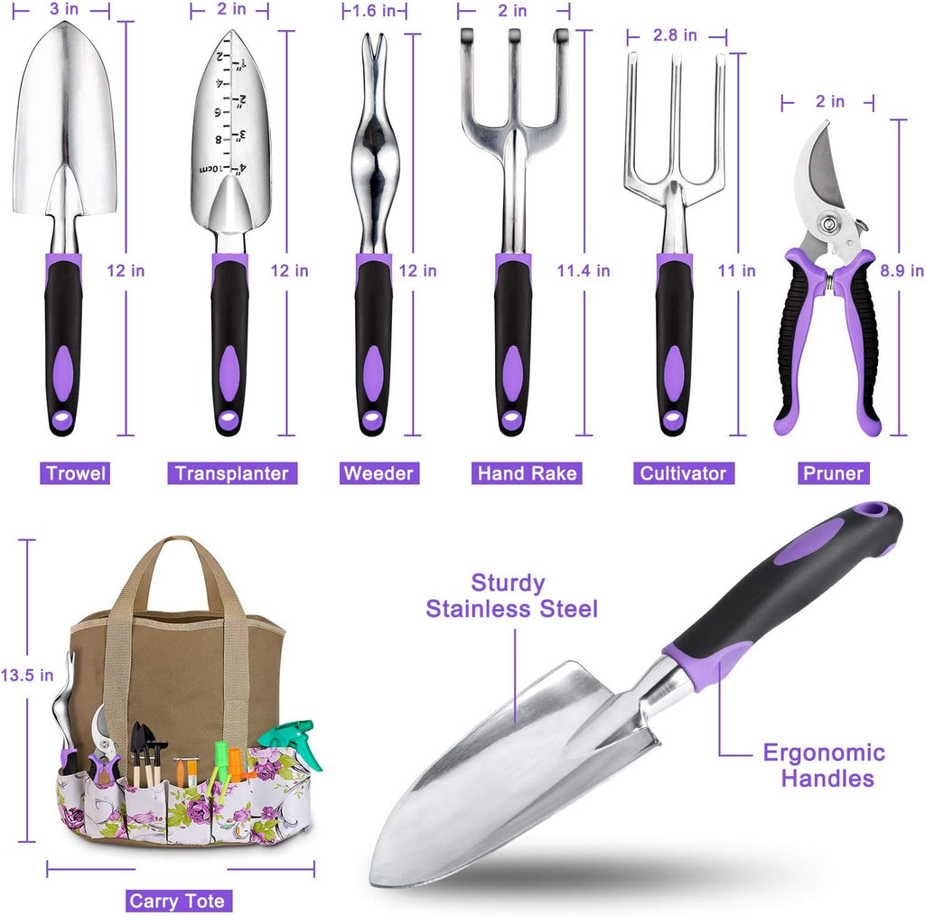 Garden Tools Set 83 Piece, Succulent Tools Set Included, Heavy Duty Aluminum Gardening Tools for Gardening, Non-Slip Ergonomic Handle, Durable Storage Tote Bag, Gifts for Men Women