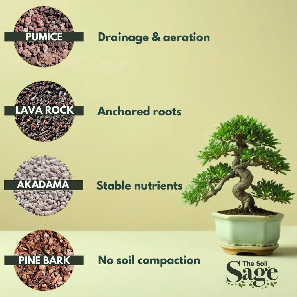 5qts/5l Premium Bonsai Mix - U.S.A. Made Ready to Use - Akadama, Pumice, Lava Rock, Fine Pine Bark - Large Bag for All Bonsai Tree - High Drainage Potting, Repotting (Bonsai Soil 2.5 QT)