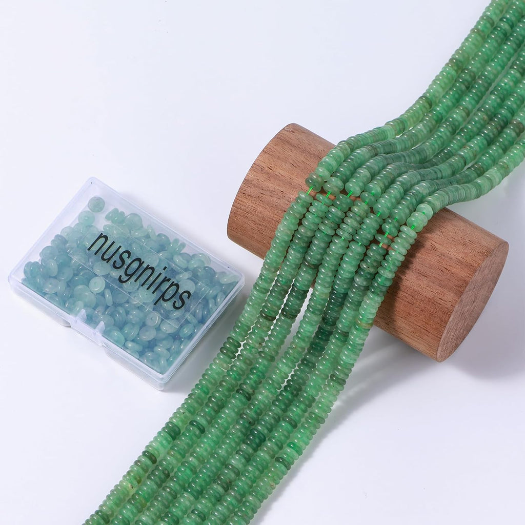 Natural Green Aventurine Disk Stone Spacer Beads 6x2mm 38cm/str Flat Rondelle Loose Semi Gemstone Caps for Making Bracelets Necklace