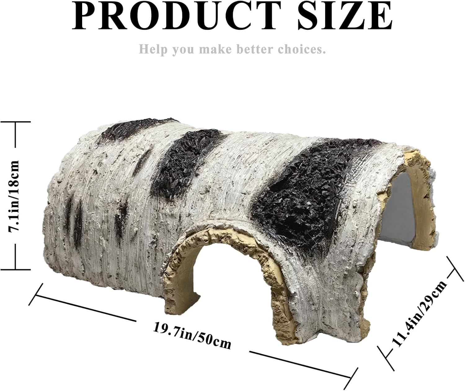 Generic Resin Hollow Tree Trunk, Fish Cave, Wooden House, Hiding Habitat Pool Decoration, White+brown