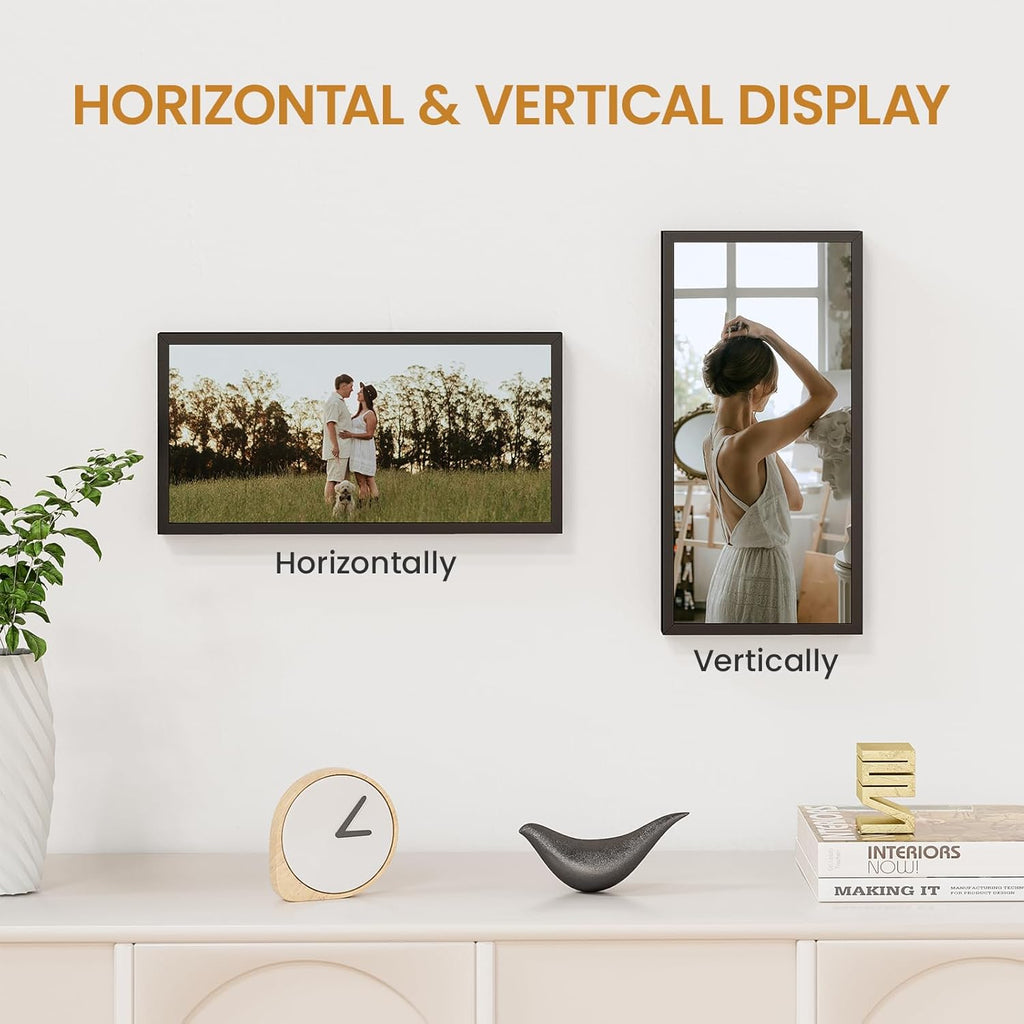 6x12 Aluminum Metal Picture Frame,Tempered Glass Black Photo Frame 6x12 for Family Photo,Posters,Art,Document to Wall Mount Horizontally or Vertically