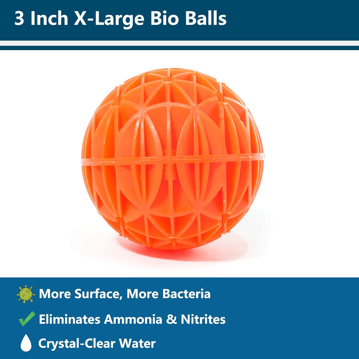 RINOO 50 Count 3 Inch Large Bio Balls Filter Media - Durable Fish Pond Filter Media Balls - Water Garden Aquariums Filter - Pond Media Filter Balls Bulk with No Mesh Bag