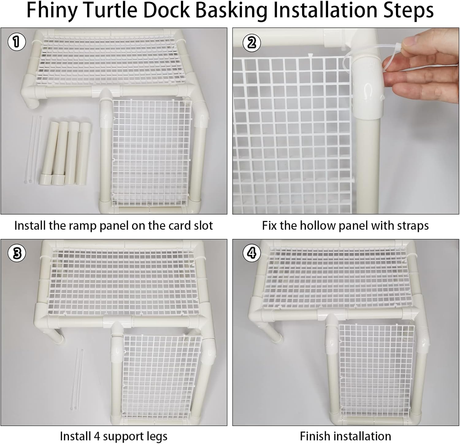Fhiny Turtle Basking Platform, Tortoise Dock Plastic Resting Terrace Climbing Ramp Reptiles Habitat Terrarium Accessories Decor for Newts Lizard Gecko Hermit Crab