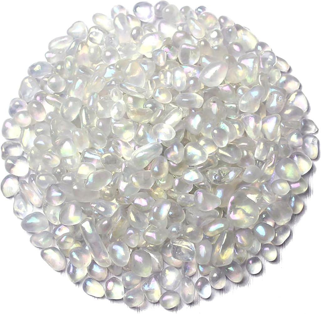 WAYBER 1Lb/460g Irregular Sea Glass Stones Artificial Crystal Gem Pebbles for Aquarium/Turtle Tank/Terrarium/Flowerpot/Vase Landscape Ornament Decoration, Hyun White