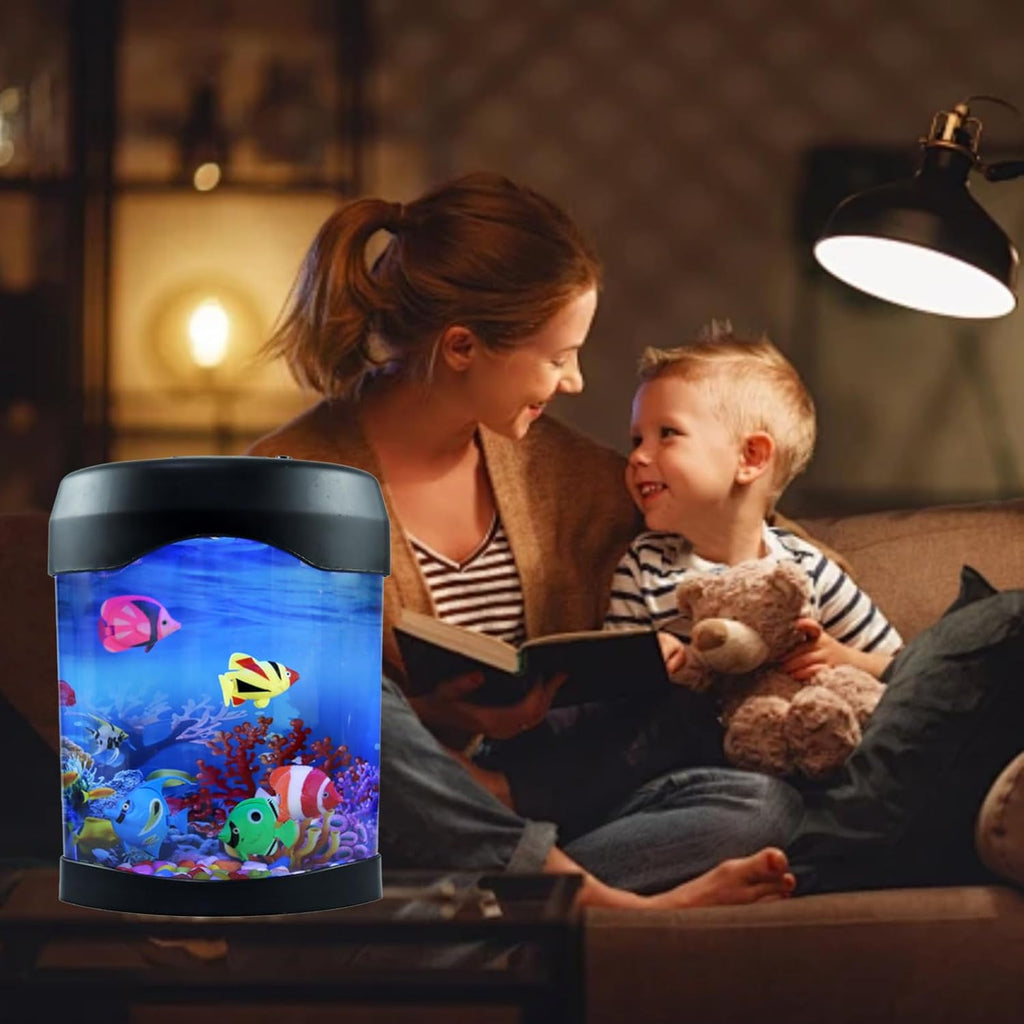Toycol Fake Fish Lamp, Mini Aquarium Light with 6-Color Changing, 5 Fake Fish Table Lamp, Aesthetic & Safety & Humanization, Decor for Home Office Party, Great Gifts for Kids and Adults