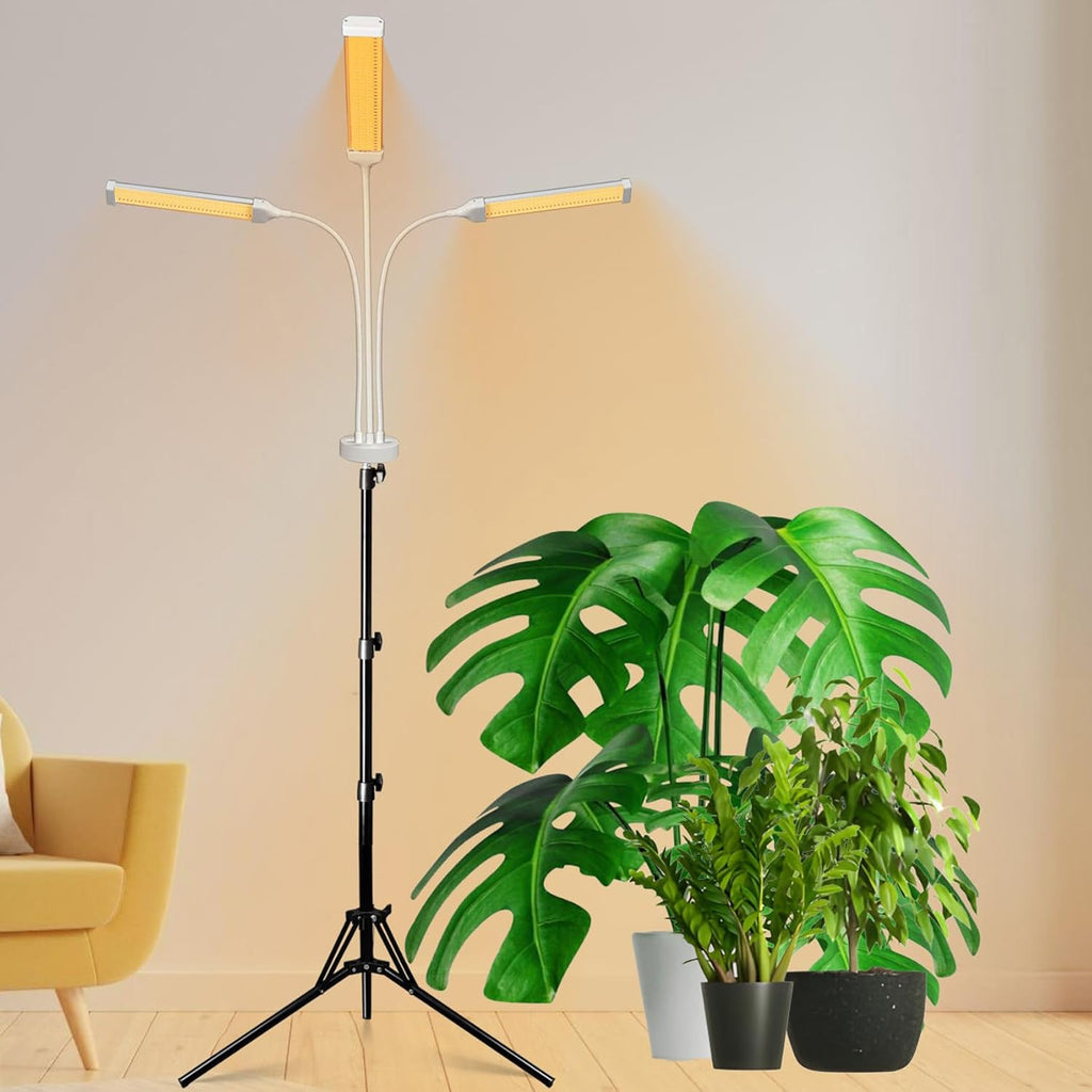 Grow Lights for Indoor Plants Full Spectrum, LED Plant Light with Stand, Adjustable Height, 4/8/12H Timer, 10 Dimmable Levels & 3 Lighting Modes (315 LEDs Stand)