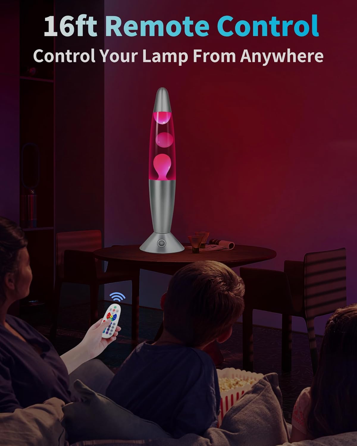 17 Colors Changing Liquid Motion Lamp with Remote: 13.5" Pink LED Night Light for Kids Adults - Relaxing Table lamp for Bedroom Office - Glitter Mood Lighting for Home Decor Christmas Decorations