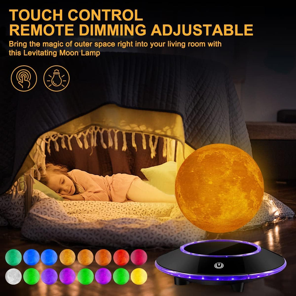 VGAzer Levitating Moon Lamp,Floating and Spinning in Air Freely 16 Colors with Gradually Changing LED Lights for Home,Office Decor,Unique Holiday Gifts,Night Light (White Moon)