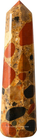 Amazing Gemstone Spotted Jasper Crystal Towers - Natural Healing Crystal Point Obelisk for Reiki Healing and Crystal Grid (3 Inch)