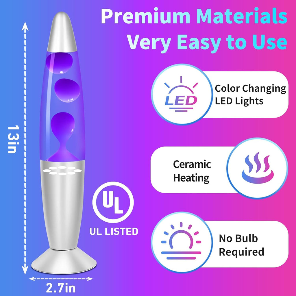 Multi Color Changing Liquid Motion Lamps, 13.5 Inch Small LED Night Lights for Kids Adults, Relaxing Mood Lighting for Bedroom Office, Glitter Christmas Decor Birthday Gifts