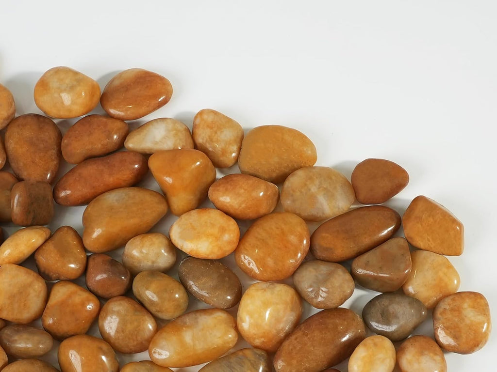 6 LBS River Rocks, StoneCreek, Decorative Garden Stones for Plant Landscaping, Polished Gravel Filler Pebbles for Home Decoration, Vases, Succulents, Flower Beds and Fish Tanks (Pale Yellow, Medium)