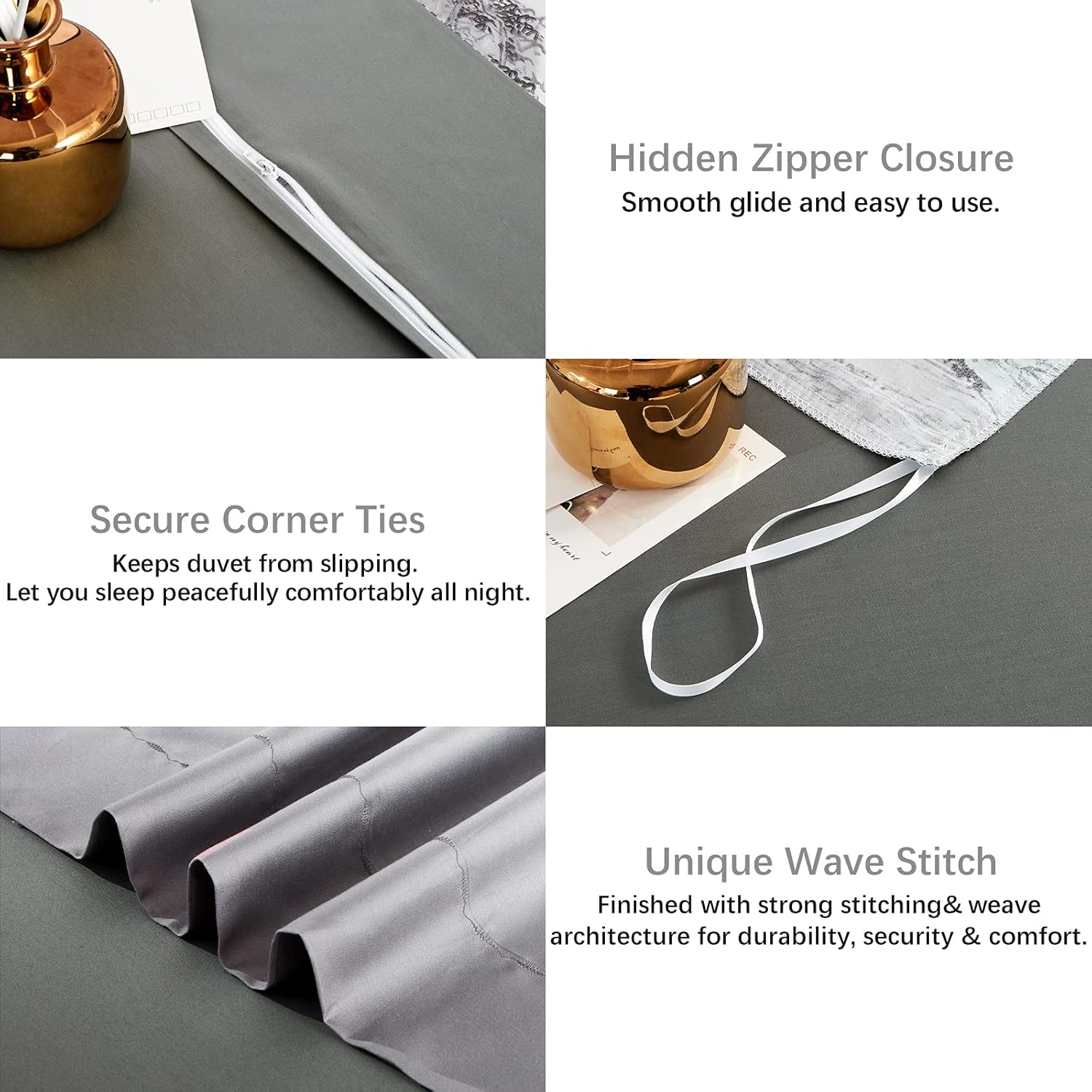 MILDLY 100% Long-Staple Cotton Duvet Cover Set Mountain Scenery Pattern Printed Comforter Cover 3pcs, Ultra Soft & Breathable Bedding Set