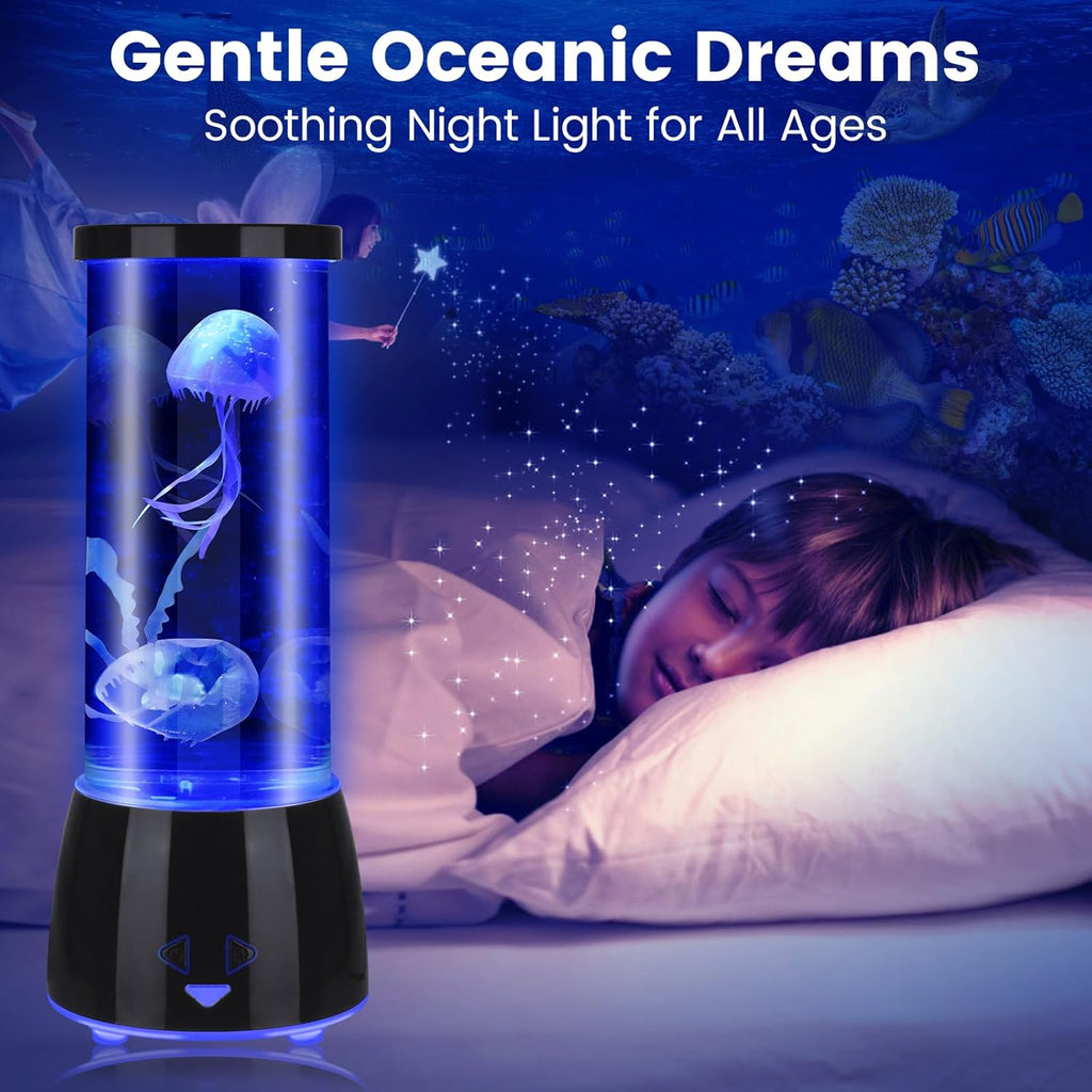 Jellyfish Lamp 17 Color Changing with 4 Modes, Electric Jellyfish LED Mood Lamp Tank Table Night Light Home Decor for Relax, Christmas Birthdays Gifts for Girls Kids Women (Black)