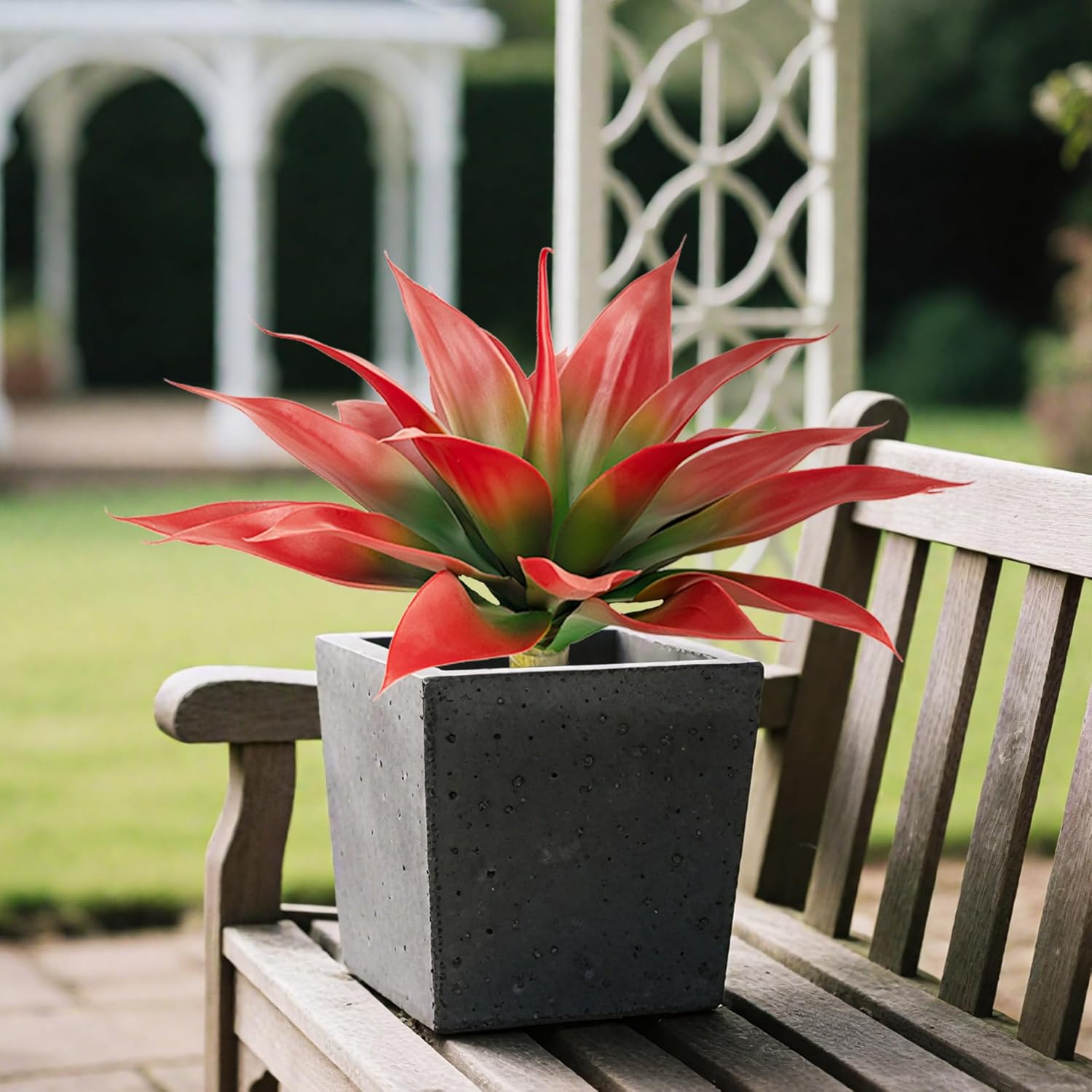 Artificial Agave Faux Agave Fake Greenery 18In Outdoor Artificial Plant Fake Plant for Indoor Home Decoration Plastic Plant Outdoor Decoration Front Porch Decor Simulation Plants 2Pack（Red）