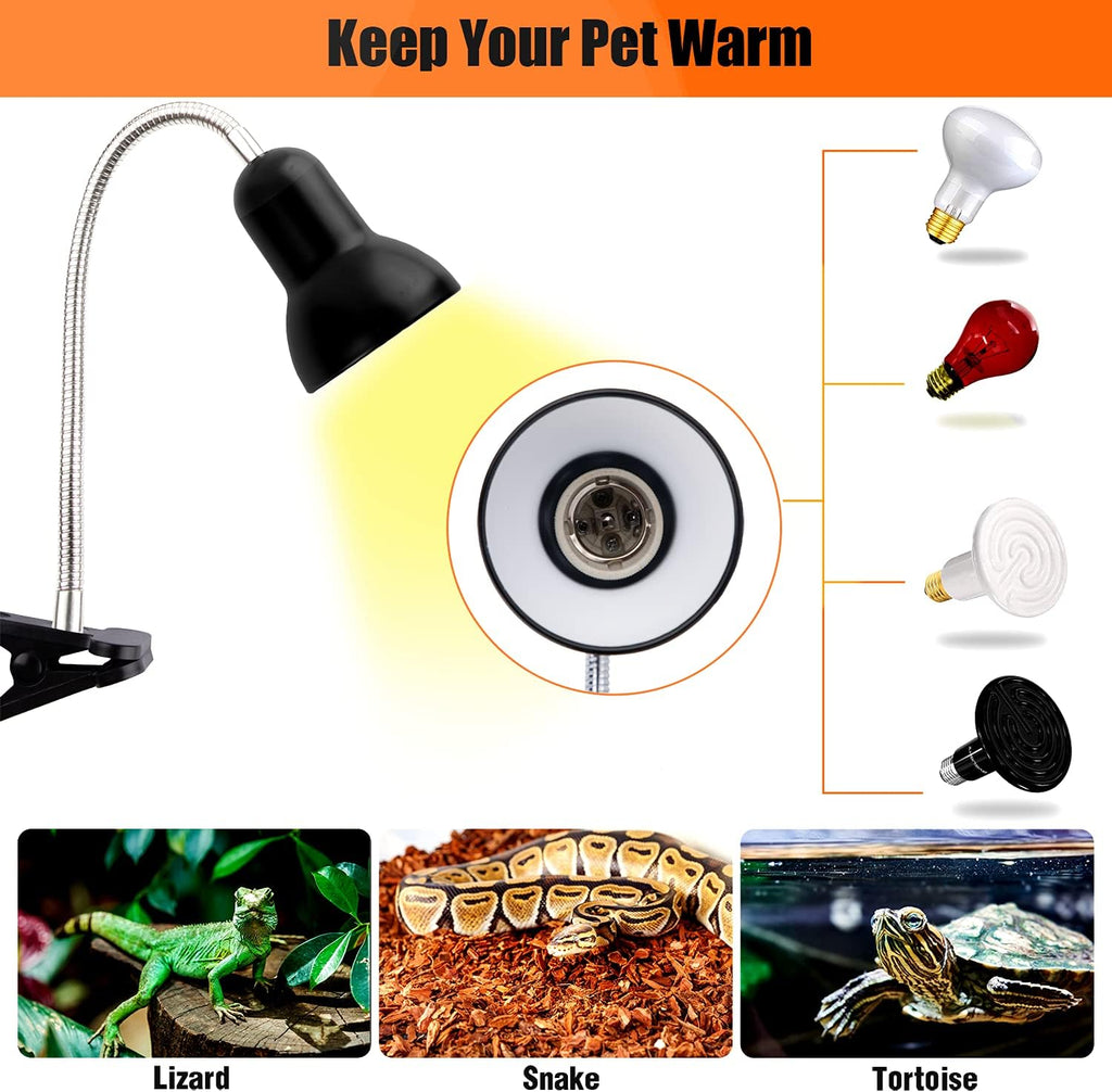 Reptile Heat Lamp Light, UVA UVB Reptile Light, Reptile Turtle Heating Lamps for Turtles Tortoise Lizards Snake Bird or Chick one Terrarium lamp Light +Two 25W Bulb+2 Clip+1tweezer
