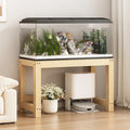 FORRTY Solid Wood Aquarium Stand – Heavy Duty Wooden Fish Tank Stand | Reptile Cage Stand | Indoor Plant Stand | Printer Table | Multi-Purpose Storage Rack | Brown/Natural | 12"-59"(30-150cm) Width(Wo