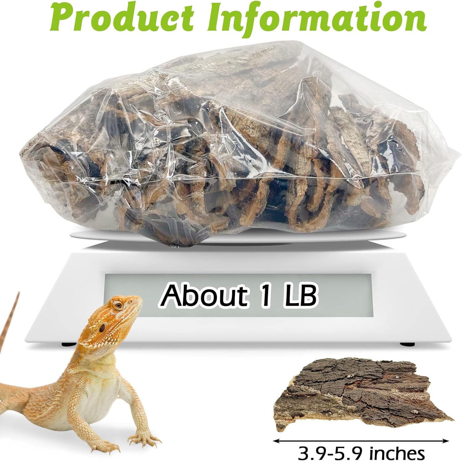 Reptile Cork Bark 1.5 Lb Flat Cork Wood for Terrarium Small Tree Bark Pieces 3.9-5.9in Natural Bulk Cork Bedding Tank Substrate for Bearded Dragon Snake Spiders Geckos Tortoise Hermit Crabs