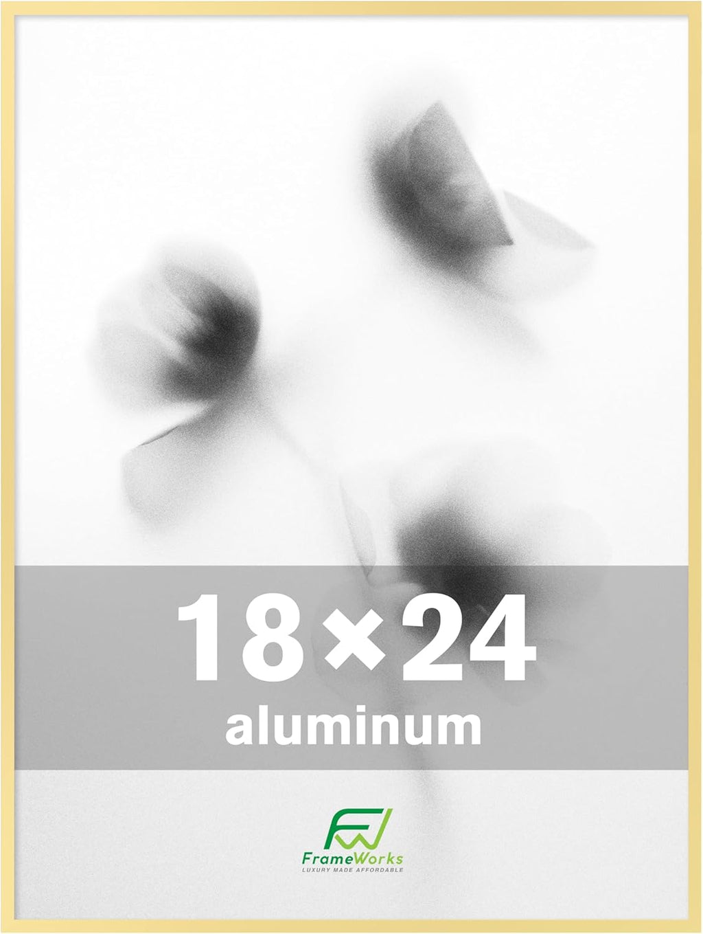 FrameWorks 18x24 Brushed Aluminum Poster Frames – Modern Brushed Metal Design w/Shatterproof Plexiglass, Perfect for Posters, Artwork, Paintings, Wall Displays – Home or Office Decor, Gold - 1 Pack
