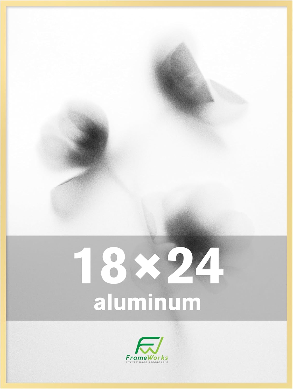 FrameWorks 18x24 Brushed Aluminum Poster Frames – Modern Brushed Metal Design w/Shatterproof Plexiglass, Perfect for Posters, Artwork, Paintings, Wall Displays – Home or Office Decor, Gold - 1 Pack