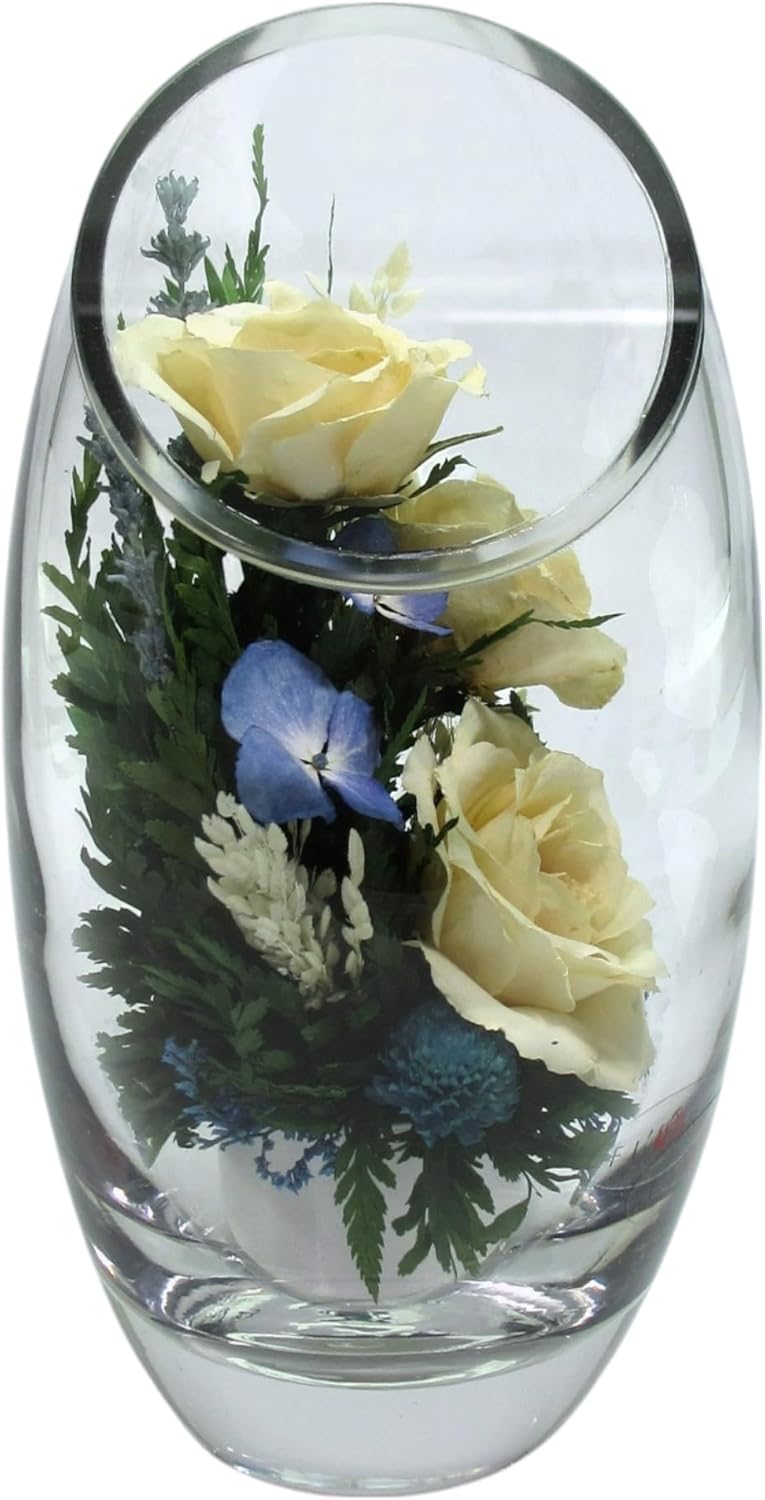 Fiora Flower | Preserved Roses & Floral Arrangement in Sealed Glass Vase | Lasts up to 5 Years | Elegant Gift for Weddings, Birthdays, and Anniversaries (Cream)