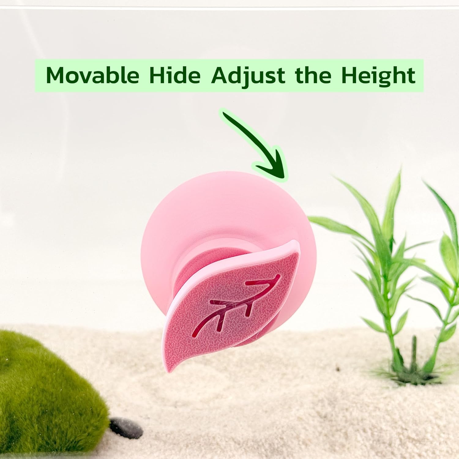 Magnetic Leaf Pod Hide, Glass-Mounted Shelter for Frogs & Reptiles (Bubblegum Pink, Single)