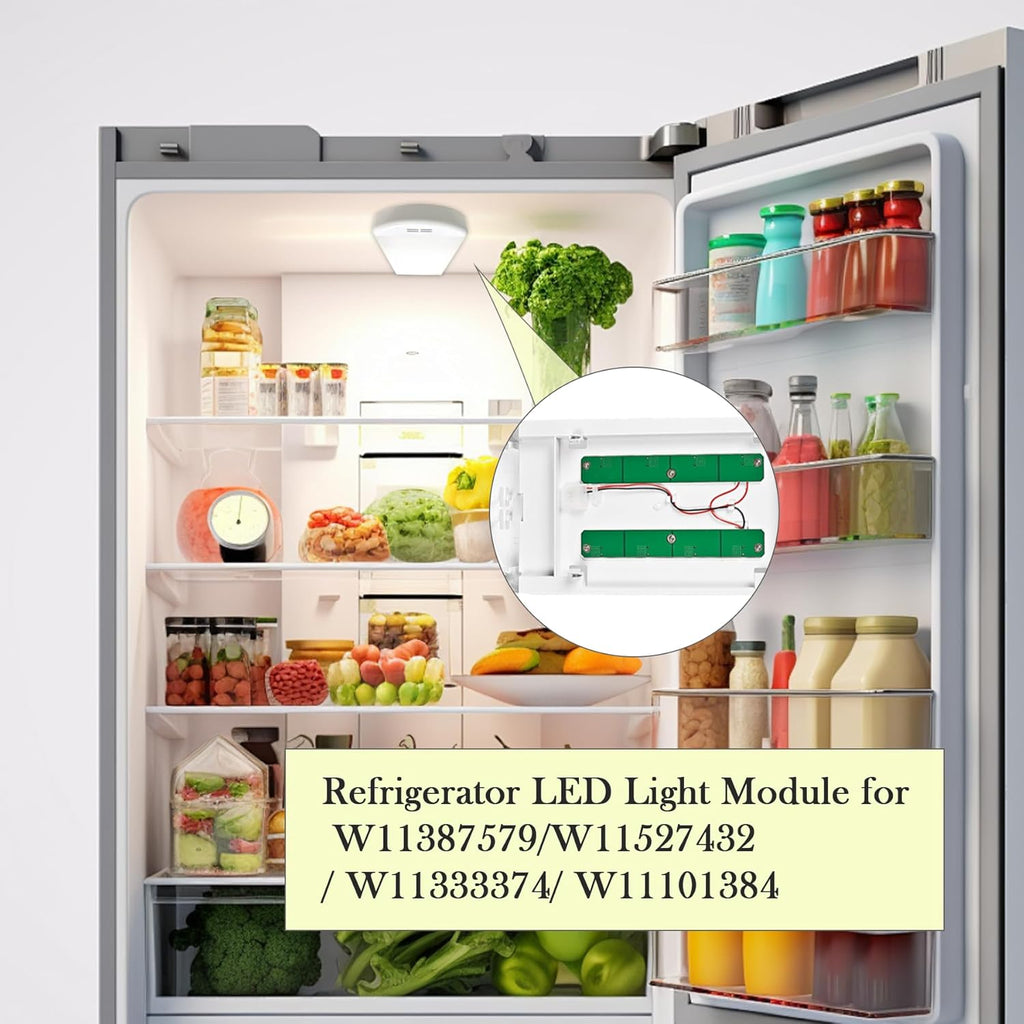W11527432 W11043011 W11387579 W11042554 W10866538 Refrigerator Light Module, Refrigerator LED Light Compatible for Whirlpool Kenmore Maytag Amana Refrigerator LED Lights Replace, Wide Compatibility