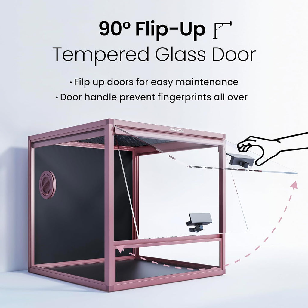 MagicCube 18'' x 18'' x 18'' Reptile Terrarium with Lock, 24 Gallon Reptile Tank with Flip-Up Tempered Glass Door, Top Screen Ventilation for Leopard Gecko, Lizards
