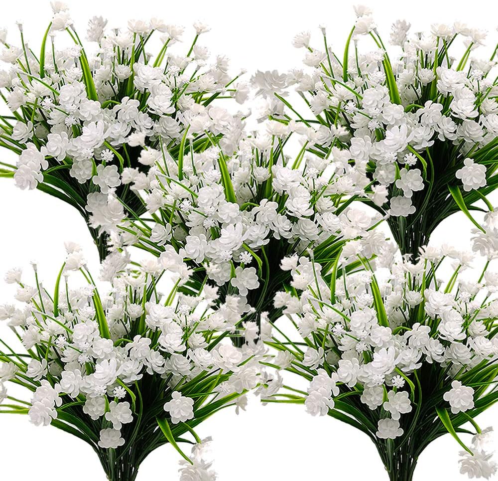 10 Bundles Artificial Flowers Outdoor UV Resistant Fake Plants Indoor Outside Hanging Planter Home Garden Decor