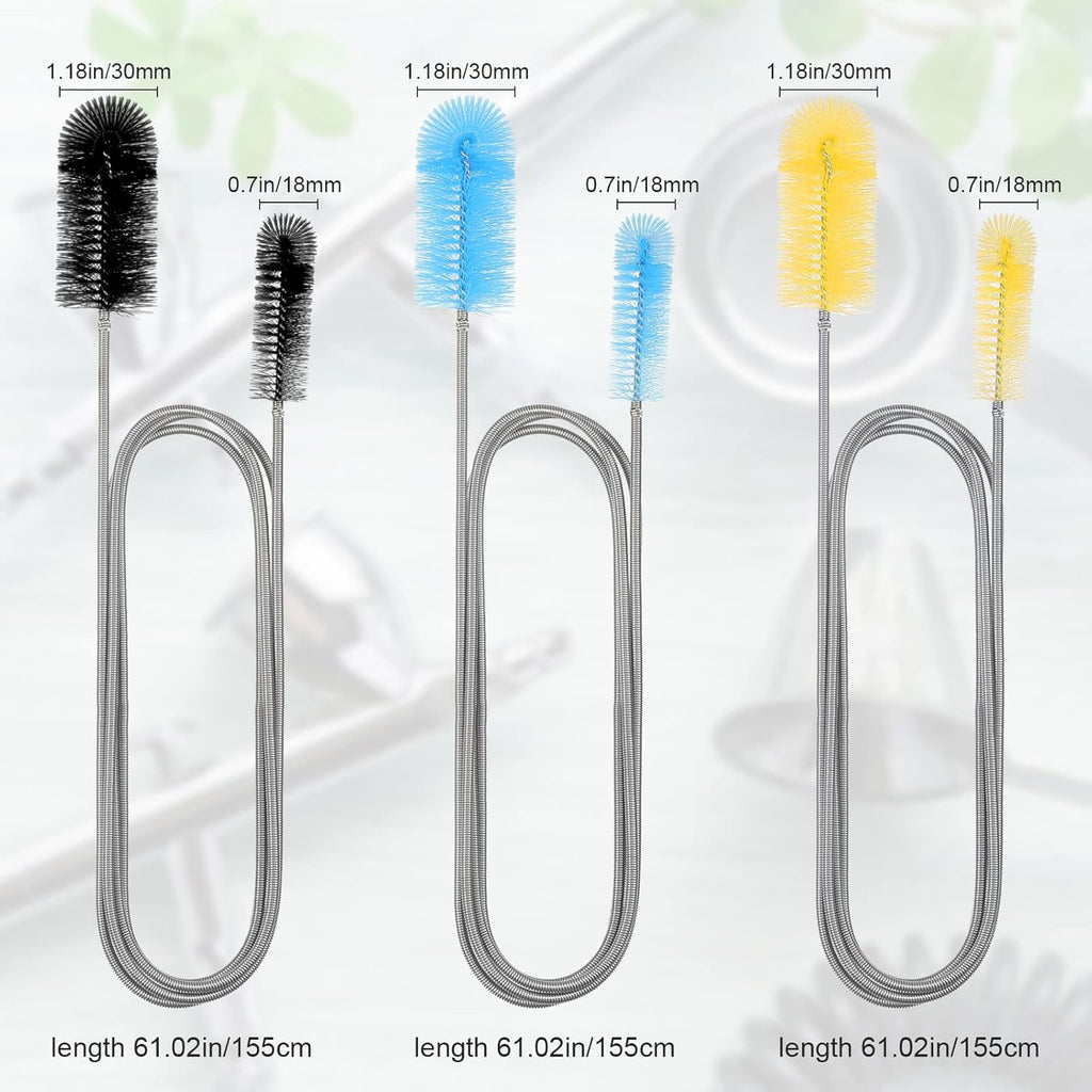 Patelai 3 Pieces Aquarium Filter Hose Brush Stainless Flexible Tube Cleaning Long Brush Double-Ended Bent Pipe Cleaner Steel Spring for Lab Fish Tank Aquarium, 3 Color(61.02 inches)