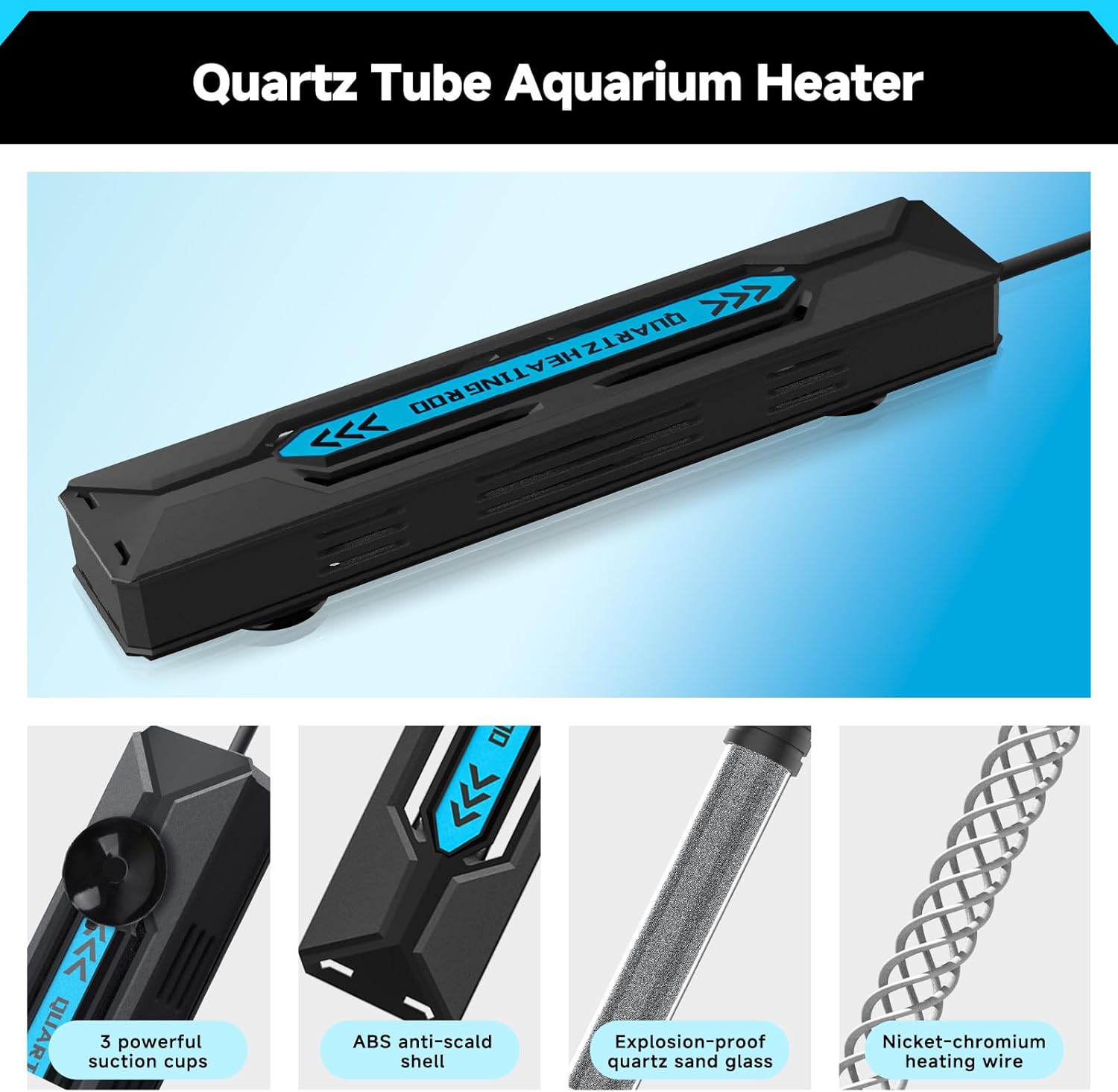 AQQA Aquarium Heater, 300W Submersible Fish Tank Heater with Rapid Heating Quartz Tubes and Precise Dual Digital Display Controller for Up to 60 Gallon Seawater Freshwater Fish Tank