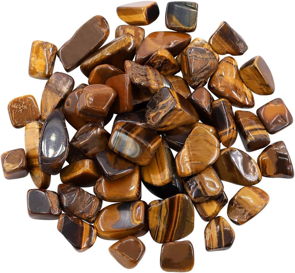 Hilitchi 1lb Bulk Large Natural Tumbled Polished Brazilian Stones Gemstone Healing Crystals Quartz for Wicca, Reiki, and Energy Crystal Healing (Tiger’s Eye About 1lb/450g/16oz/bag)
