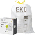 EKO 10.6 Gallon / 35–40 Liter Drawstring Trash Bags, 110 Count Heavy-Duty Tall Kitchen Garbage Can Liners, Extra-Strong Leak-Resistant, Unscented, White, Code M