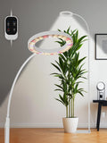 GLOWRIUM Grow Lights for Indoor Plants, Full Spectrum LED Grow Light, Stepless Dimming,3 Lighting Mode and Adjustable Height, Plant Light with 3/9/12/16H Timer (White, 24W)