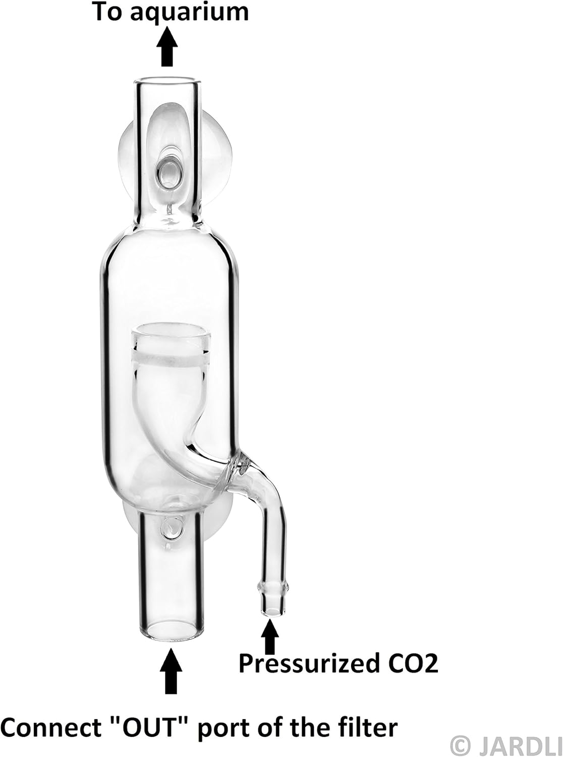 Glass Inline CO2 Atomizer Diffuser System for Aquarium Planted Tank (13mm for 12/16mm (1/2" i.d.) Hose)