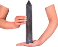 JIC Gem Extra Large Blue Green Ruby Zoisite Healing Crystal Tower Wand 6 Faceted Quartz Crystals Obelisk Tower Points Crystals Decor Gift Reiki Chakra 4.0-4.4 Lbs