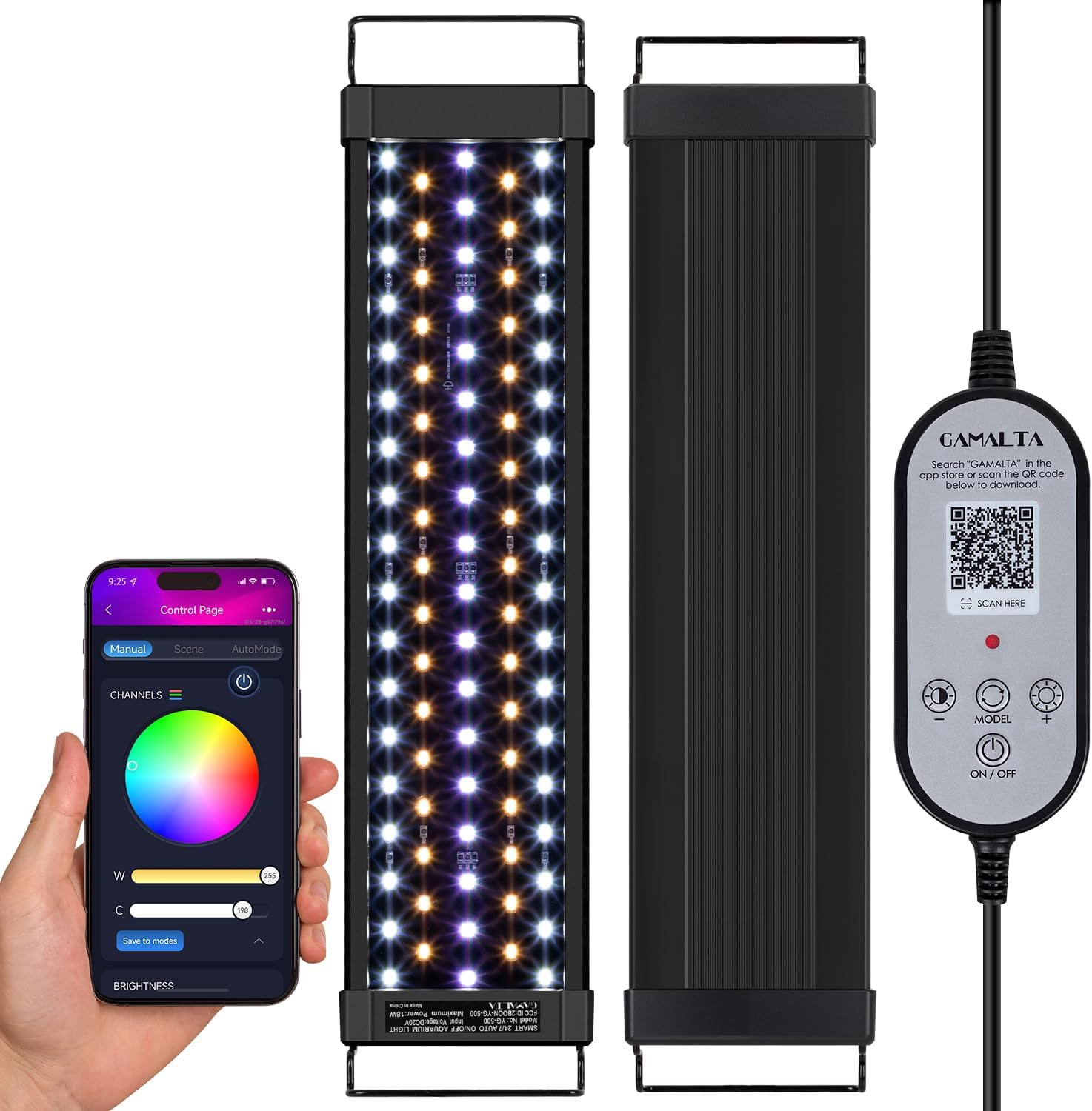 18W Smart Bluetooth App-Controlled Aquarium Light - Customizable Light Colors,Timeable,24/7 User-Defined Sunrise/Sunset Simulation,Tropical Lighting Mode,Suitable for 18-24" Fish Tanks
