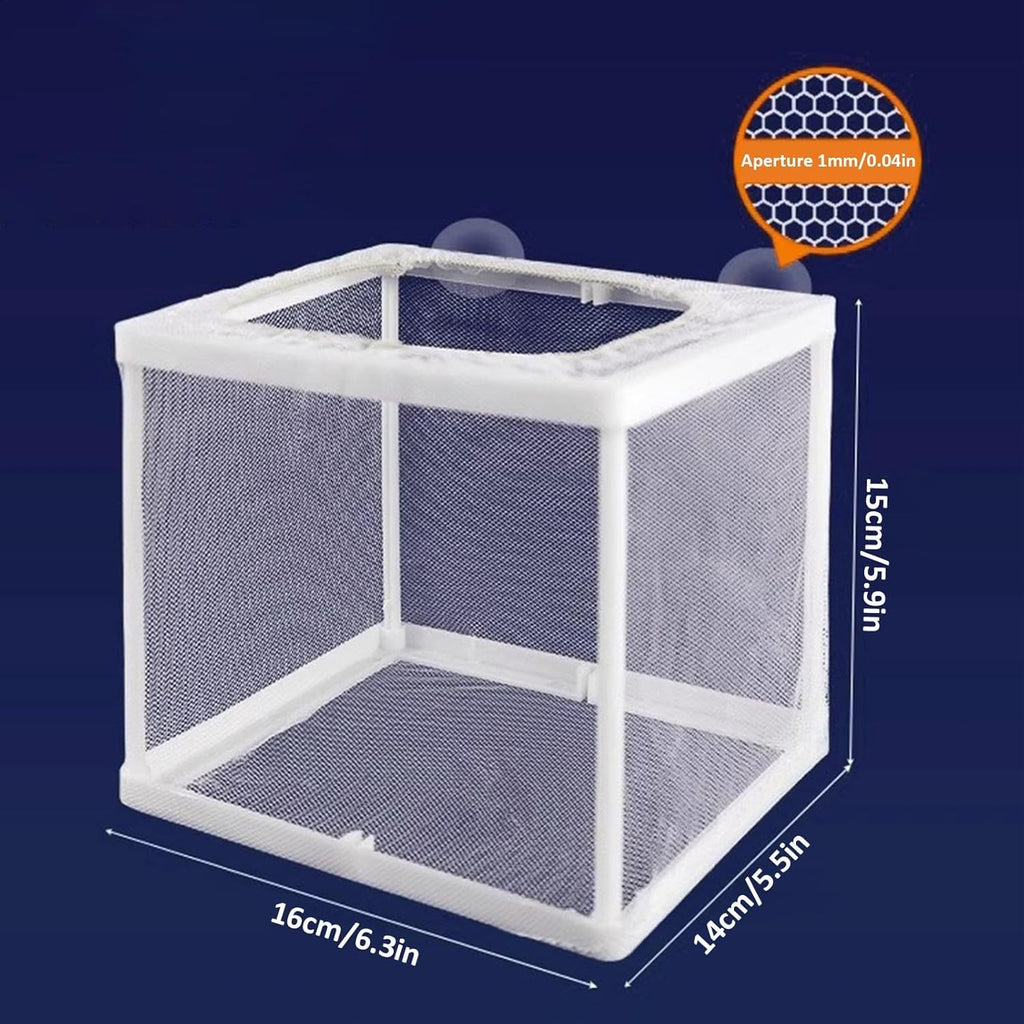 Fish Breeder Box - Fish Isolation Box Mesh Box, Aquarium Breeder Box, Fish Fry Hatchery, Juvenile Separation Net with Suction Cups, Nursery for Guppy Shrimp